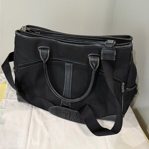 Tumi Alpha Black Nylon Leather Laptop Weekender Tote with Shoulder Strap